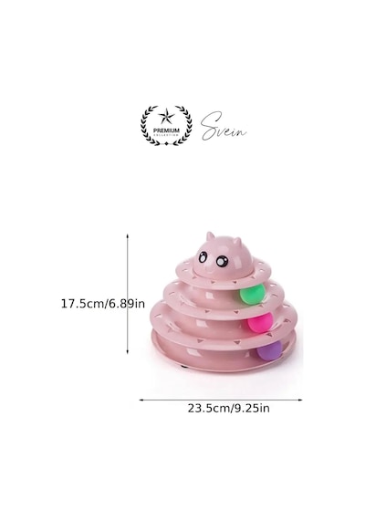 3 Katlı 3 Toplu Kedi Oyuncağı Yuvarlak Eğlence Dönen Hareketli Abs Plastik Çıngıraklı Zeka Gelişim