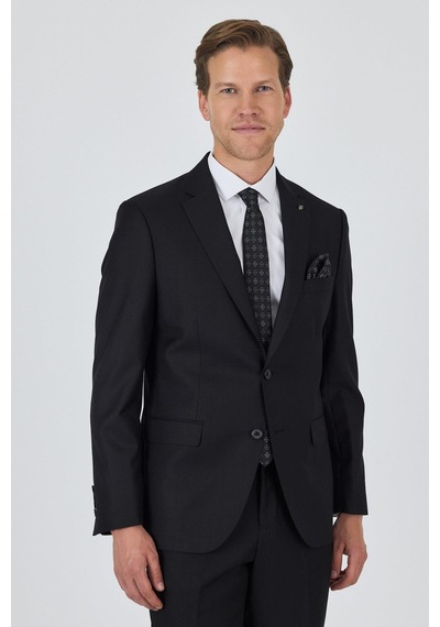 İmza Düz Filafil Mono Yaka Tam Astar 6 Drop Comfort Fit Takım Elbise 1001250170 Siyah