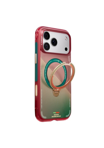Torras Apple iPhone 17 Pro / 18 Pro Uyumlu Ostand Q3 Air World Cup Serisi Magsafe Kılıf Kırmızı Yeşil