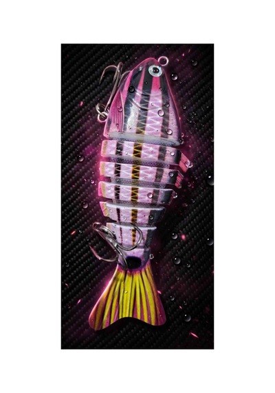 6 Parçalı Eklemli Swimbait At Çek 12 Cm 15 Gr Pembe Mor Yüzüşlü 3d Gözlü Çift Üçlü Iğneli