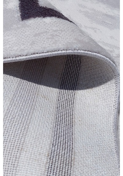 Gri Renkli Çerçeveli Modern Kaymaz Makine Dokuma Halı - Ay013r Beyaz, Bej, Krem