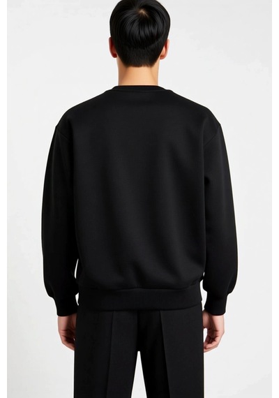 Benerly Erkek Bisiklet Yaka Düşük Kol Uzun Kol Sweatshirt Fonksiyonel Day siyah