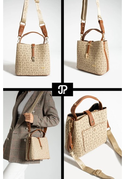 Just Polo Kadın Orta Boy Su Geçirmez Günlük Şık El Ve Omuz Çantası Ebat 23 X 18 Cm Shoulder Bag Kum - Taba
