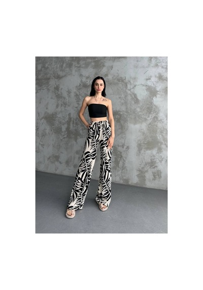 Asur Boutique Asur Butik Kadın Dokuma Viskon Palazzo Pantolon Siyah