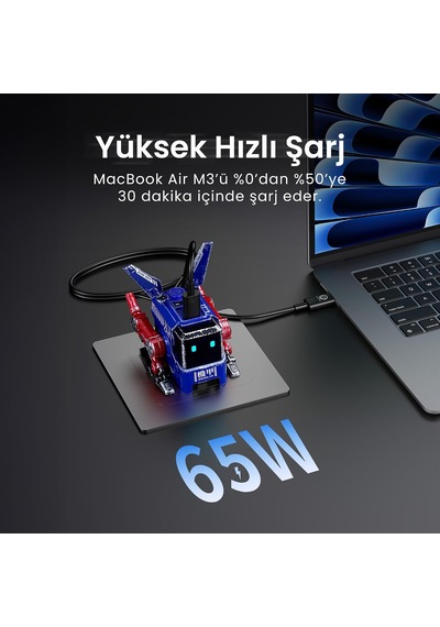 Alpha 65w Gan Hızlı Şarj Cihazı Mavi