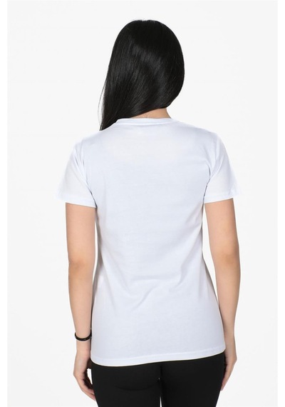 Gül Desenli Bisiklet Yaka Normal Kalıp Tshirt Beyaz-beyaz Beyaz