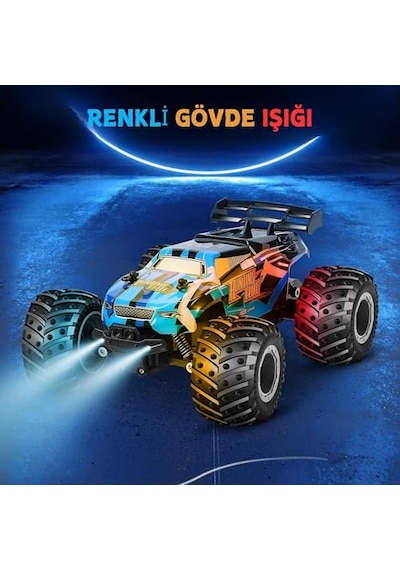 Giffy/oyuncak 2.4 Ghz Uzaktan Kumandalı Şarjlı Led Işıklı Drift Atan 15 Km Hız Yapan Off Road Araba 45 Dk Sürüş Süresi 1200 Mah Batarya Mavi