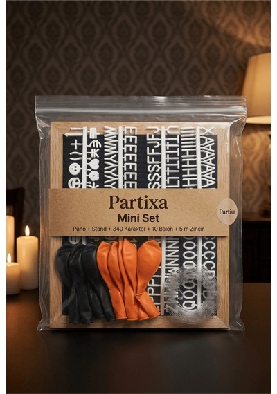 Cadılar Bayramı Halloween Süsleme Mini Set Siyah Keçe Yazı Panosu Standlı Balon Zincirli Tüm Yaşlar