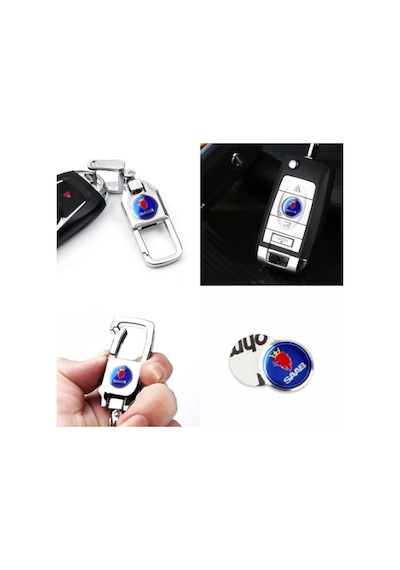 Saab Oto Anahtar 3M Metal Alaşım Logo 2Li Set