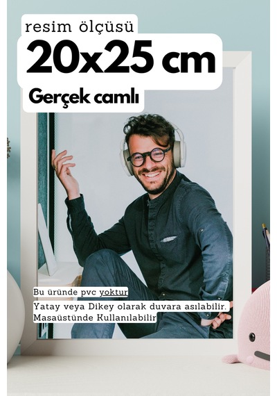 Beyaz-20mm Çerçeve Camlı 20x25 Cm Fotoğraf Resim Çerçevesi Ayaklı Veya Duvara Asma Yatay-dikey 91826724