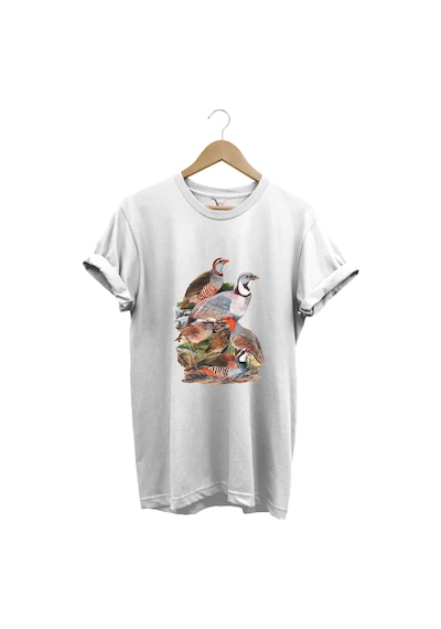 Avcılık Hunter Keklik Avcılığı Baskılı Regular Fit %100 Pamuk Beyaz T-shirt Beyaz