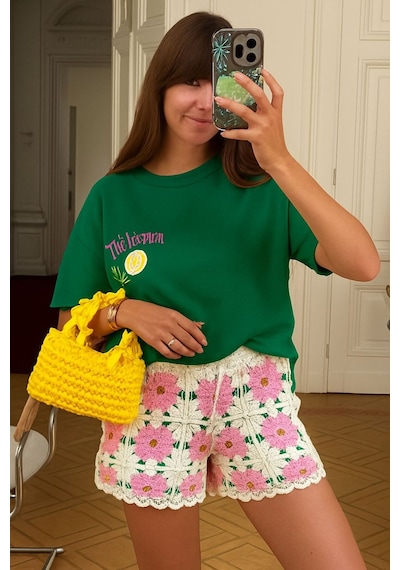 The Vacctıon Baskılı Unisex Tshırt Yeşil