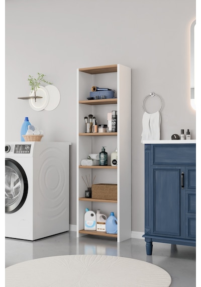 Alpaevmobilya Ahşap 5 Raflı 150 Cm Çok Amaçlı Açık Banyo Dolabı Düzenleyici Raf Ve Çamaşır Odası Dolabı Beyaz - Atlantik Çam Alpaevmobilya Ahşap 5 Raflı 150 Cm Çok Amaçlı Açık Banyo Dolabı Düzenleyici Raf Ve Çamaşır Odası Dolabı Beyaz - Atlantik Çam