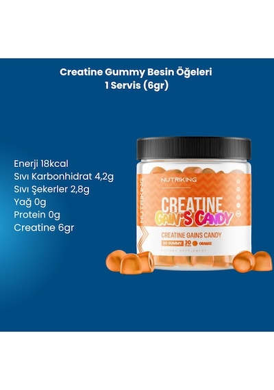 Creatine Jelibon Amino Asit 90 Gummy 30 Servis Portakal Gummy Karışık