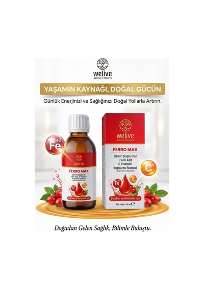 Ferro Max Demir Şurubu 150 Ml - Folik Asit, C Vitamini, Kuşburnu Ekstresi İçeren Takviye
