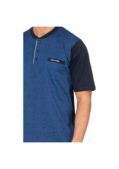Pierre Cardin 6132 Erkek Kısa Kollu Yakası Düğmeli 3'lü Pijama Takımı-saks