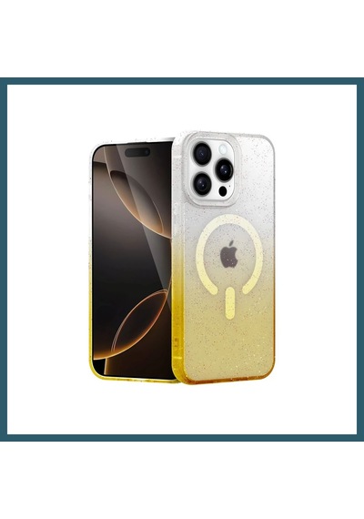 Bezos İphone 15 Pro Uyumlu Pummel Shiny Magsafe Kapak - Gold Ob