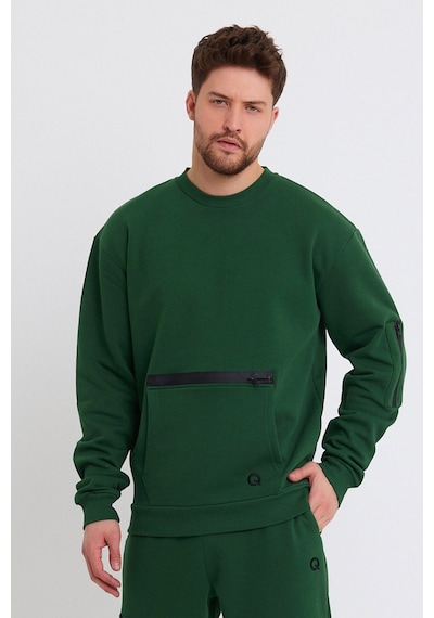 Erkek Fermuar Detaylı Sweatshirt Yeşil