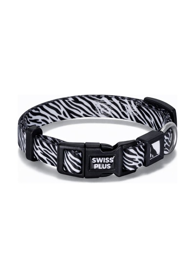 Swissplus Urban Paws Zebra Noir Recycled Köpek Tasması - 20 Mm Beyaz - Siyah