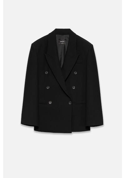 Kadın Siyah Basene Oturan Oversize Blazer Siyah