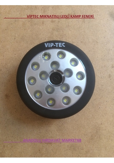 Viptec Kamp Feneri Magnetli-Mıknatıslı Ledli Fener Pilli Kırmızı - Siyah