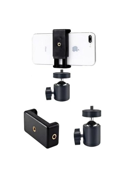 Saywın Çift Girişli Telefon Tutuculu Tripod Slr Kamera İçin 360 Derece Dönebilen Metal Mafsal Aparatı 1/4 -