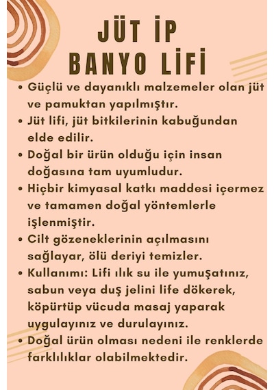 Doğal Jüt İp Banyo Lifi Hamam Vücud Kesesi 12x17 Cm.