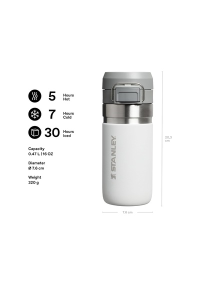Tr Go Quick Flip Paslanmaz Çelik Termos, Beyaz Frost , 0.47 Litre Diğer