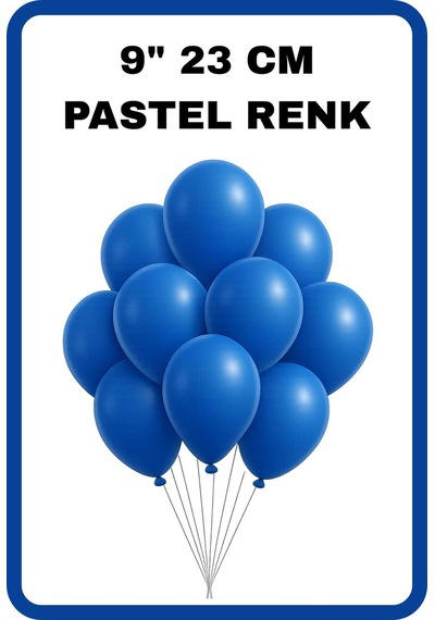 Pastel Balon 9 İnc 23 Cm Helyum Uyumlu 10 Adet Doğum Günü Kutlama Parti Süs Malzemesi Mavi