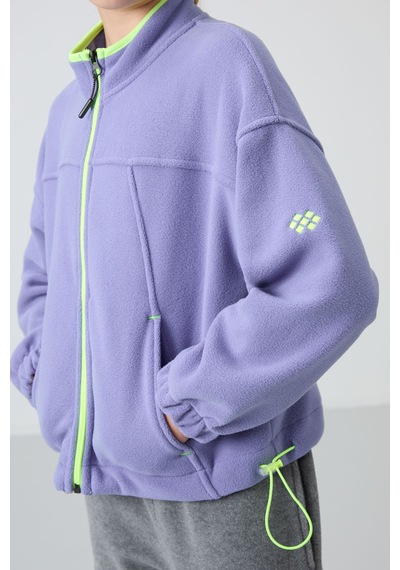Tommy Life Eflatun Kalın Yumuşak Dokulu Standart Fit Nakışlı Polar Kız Çocuk Sweatshirt - 75157 Eflatun