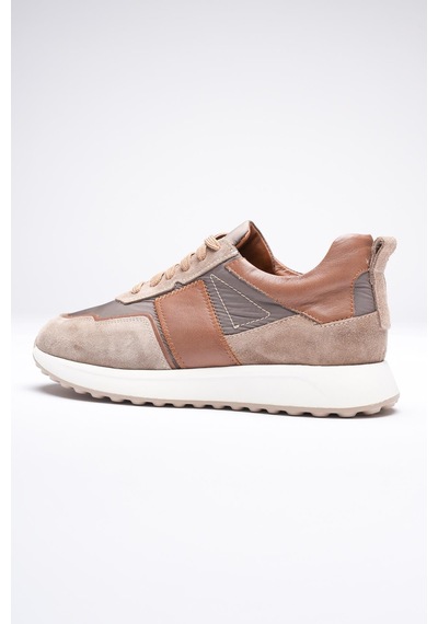 Erkek Hakiki Deri Süet Sneaker Paraşüt Detaylı Vizon Zerox Vizon