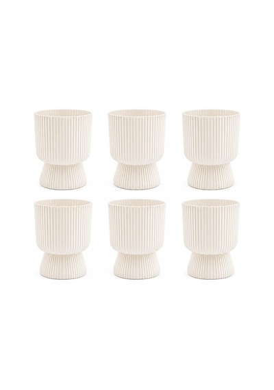 So-ltsa02 Lotus Ayaklı Plastik Vazo Çiçek Saksı 5 Lt No: 2 Beyaz 6 Adet
