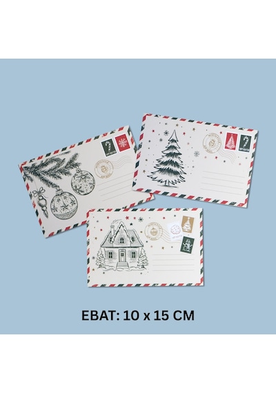 Yılbaşı Kartpostal Ve Zarf Seti, 9 Adet, Yeniyıl Tebrik Ve Hediye