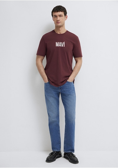 Mavi - Mavi Logo Baskılı Bordo Tişört 0613186-70396 Bordo