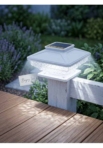 8 Adet Güneş Enerjili Dekoratif Direk Üstü Solar Led Bahçe Ve Teras Aydınlatma Lambası Kristal Tasarımlı Beyaz Işık