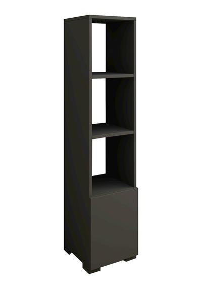 Kuzey 4 Raflı, Kapaklı Minimal Beyaz Kitaplık Antrasit