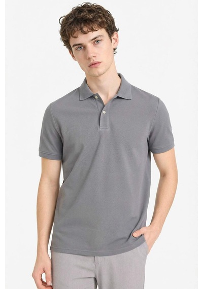 Defacto %100 Pamuk Polo Tişört E9504ax26spgr206 Gri-gr206