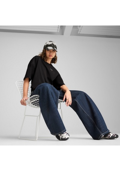 Puma Wardrobe Ess Kadın Oversize Kısa Tişört 629743 01 SIYAH Siyah