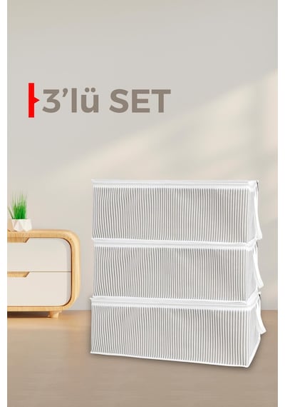 3 Adet Hurç Baskılı Hurç 50 X 30 X 20 Cm Yastık Kıyafet Battaniye Hurcu Tela 50 X 30 Gri Tr Diğer