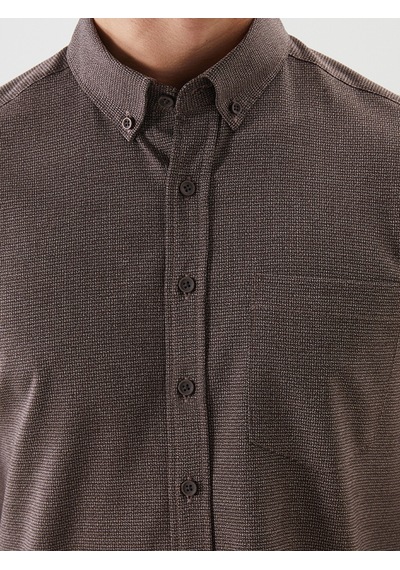 Lcwaıkıkı Classic Kahverengi Regular Fit Armürlü Cepli Erkek Gömlek