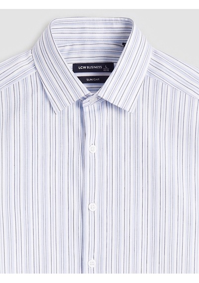 Lcw Busıness Mavi Slim Fit Çizgili Erkek Gömlek