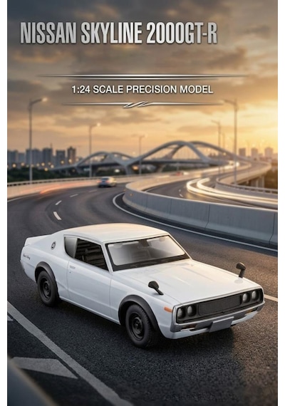 Maisto Lisanslı Metal 1973 Nissan Skyline 2000gt-r 1:24 Kapıları Açılabilir Oyuncak Model Araba Beyaz
