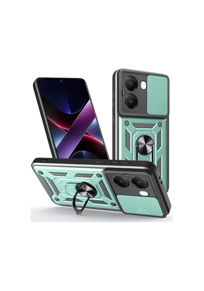 Xiaomi Poco X7 Pro Kılıf Pars Lens Yüzüklü Silikon - Yeşil Çok Renkli