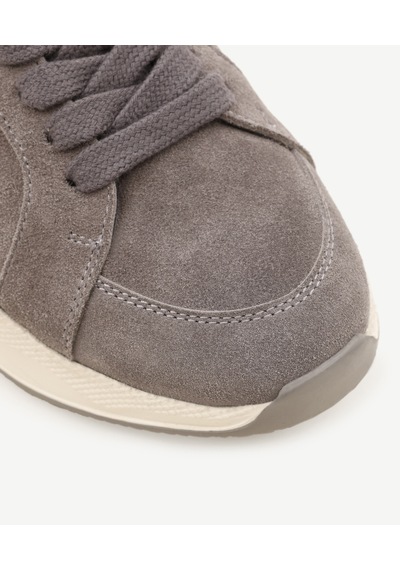 Yargıcı Tay Tüyü Detaylı Deri Sneaker Gri