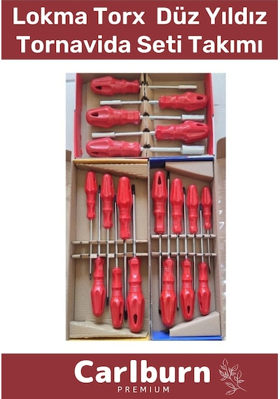 Premium Dayanıklı Ev İş Tamirat Tadilat Vida Lokma Torx Düz Yıldız Tornavida Seti Takımı