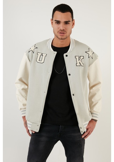Buratti Oversize Kolej Yaka Cepli Bomber Erkek Ceket 628Mnh178 Gri
