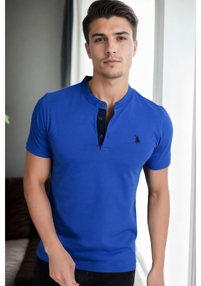 T9560 Dewberry T-shırt-saks Saks Mavi