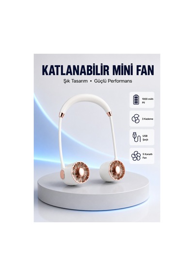 Astraltech 5 Kanatlı Sessiz Mini Fan 3 Vitesli Katlanabilir Asılabilir