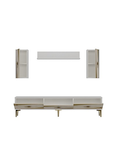 Tvr1813btg Elips Tv Ünitesi Takımı Beyaz-traverten-gold 180cm Beyaz - Traverten - Altın Tvr1813btg Elips Tv Ünitesi Takımı Beyaz-traverten-gold 180cm Beyaz - Traverten - Altın