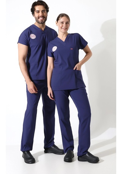 Bflex Unisex Likralı Yarasa Kol Takım Patroit Blue Hemşire